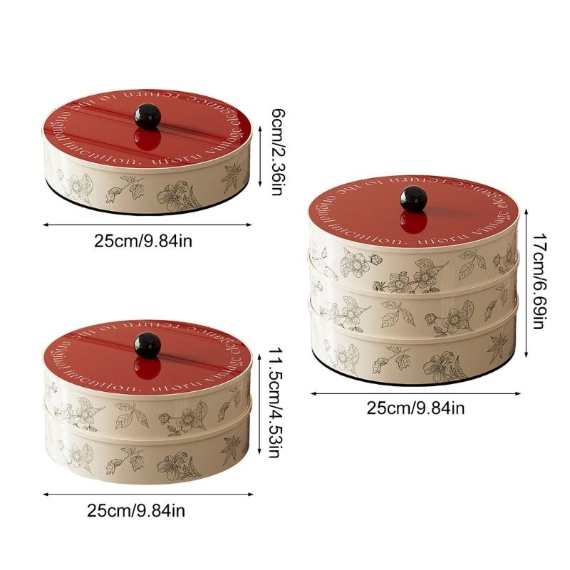 1/2/3-stöckiges Serviertablett mit Deckel Party-Snack-Tablett Lebensmittelaufbewahrungsbox Zuhause Schreibtisch Snacks Süßigkeiten Nüsse Obstplatte