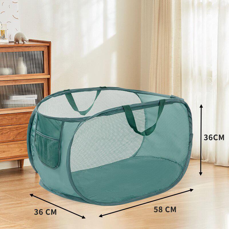 Foldable Handheld Laundry Basket: Spacious, Hollow Design for Clothes & Toy Storage In Children's Bedrooms