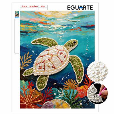 Tartaruga Marina Perlata Lucida Vita Oceanica Pittura Fai da Te Arte Creativa con Perline Artigianato Decorazione Murale per la Casa Bel Regalo per Appassionati d'Arte Arredamento Familiare