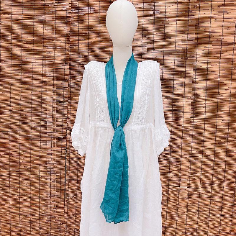Thin Hollow Solid Color Soft Cotton Scarf Korean Version Thin Narrow Extended Small Silk Scarf Summer Neck Protection