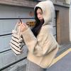 Autumn Winter horn button Knitted Sweater women's Short Cardigan jacket Loose korean Fashion solid hooded Sweaters youth Women