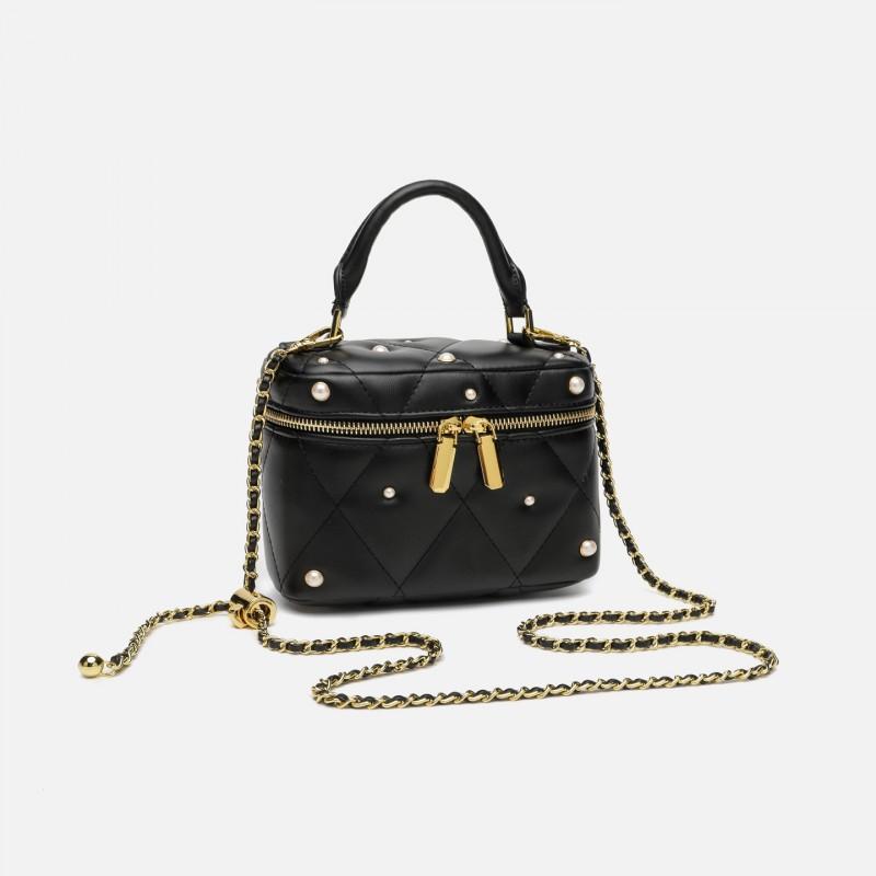 Structured Box Bag With Chain Strap Small Crossbody Handbag Women Street Style Daily Use