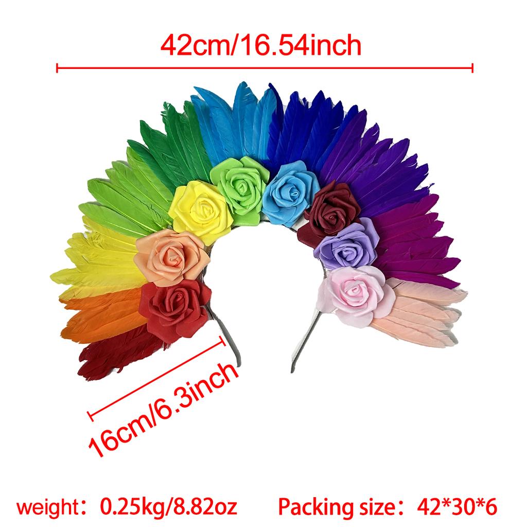 Handgefertigte weiche Feder Kopfschmuck Karneval Halloween Blumiges Stirnband Rose Angepasste Farbe Benutzerdefinierte Größe Hochzeitsgeschenke Partys