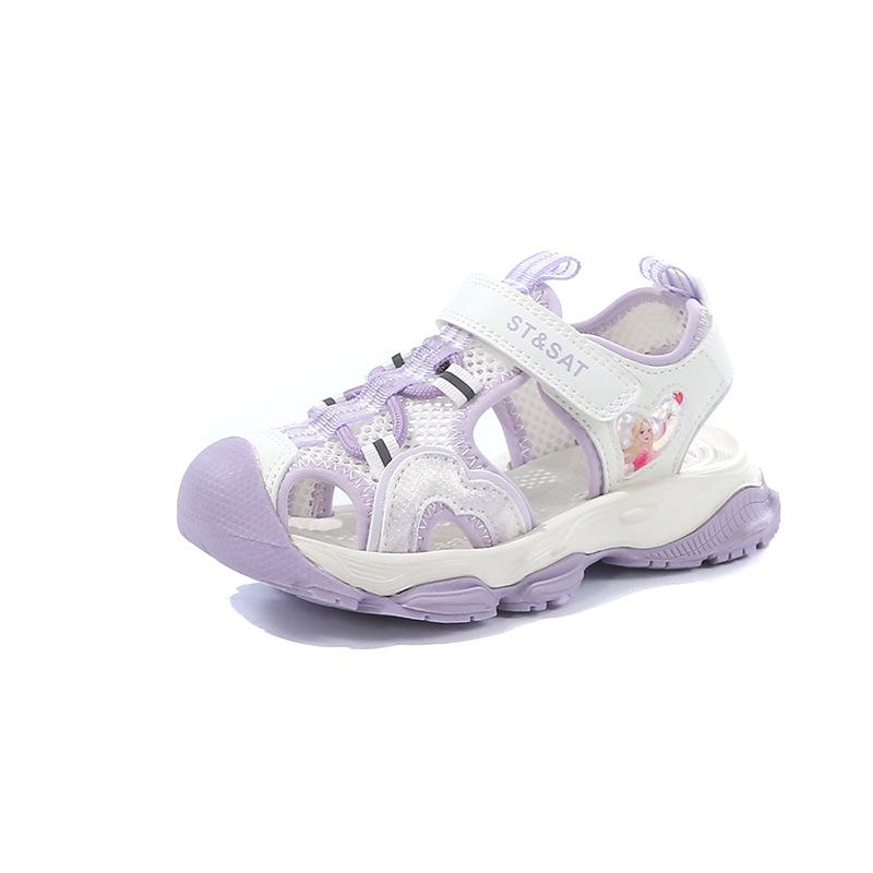 

Модная детская пляжная обувь 2025 лето взрыв детская девочка мягкая подошва нескользящие сандалии полые одинарные сетчатые повседневные туфли 27-31 yards 5 pairs in one hand фиолетовый