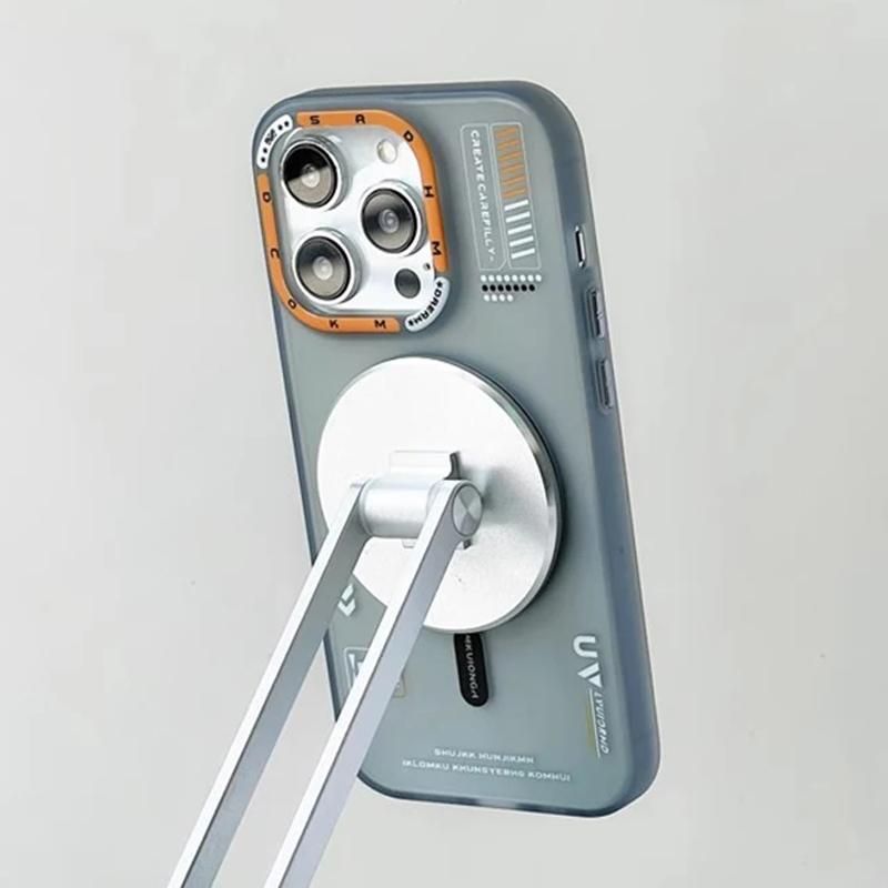 Husă de telefon magnetică mată de lux pentru iPhone 16 15 14 13 12 Pro Max Magsafe, încărcare fără fir, buton metalic, capac de protecție pentru lentile