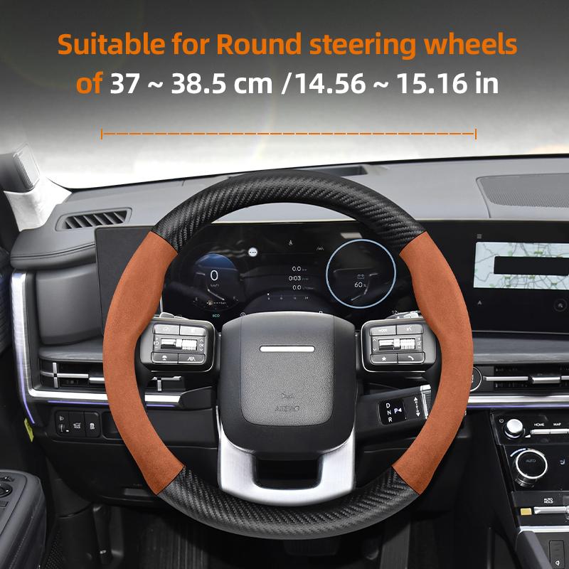 Suitable for Hyundai Suede Matte Carbon Fiber Texture Steering Wheel Cover I30 Tucson I20 Accent I10 I40 Kona Ix35 Grand Elantra Solaris Creta Getz