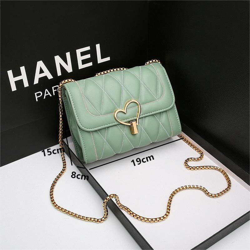 Trendy Love Lock Chain Crossbody Bags Advanced Women PU Leather Shoulder Bags Fashion Rhomboid Lattice Mini Square Handbags
