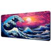 XXL Mechanical Keyboard Pad NonSlip Carpet Natural Rubber Table Mat Art Mouse Pad PC Gaming Black And White Great Wave Desk Pad