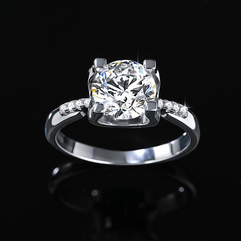 Women's 1 Carat Moissanite Bull Head Waist Ring, Sterling Silver, Four-Prong, Light Luxury Engagement and Wedding.