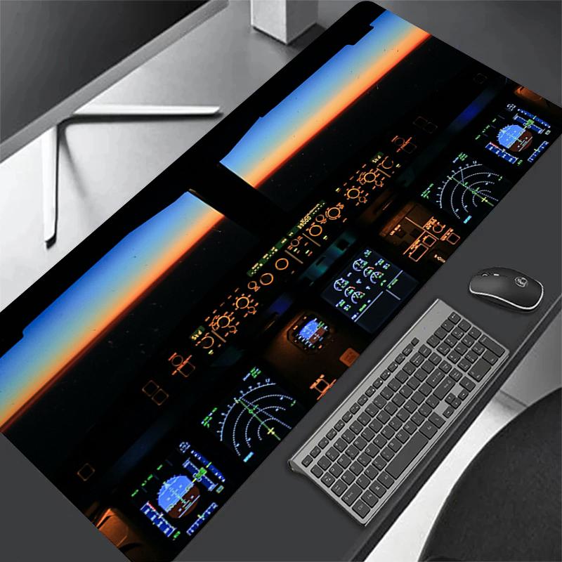 Tappetino per Scrivania Gamer Tappetino per Mouse Cockpit di Aereo Tappetini per Mouse da Ufficio Tappetino per Mouse Grande Tappetini per Mouse per Mouse da Computer 900x400mm