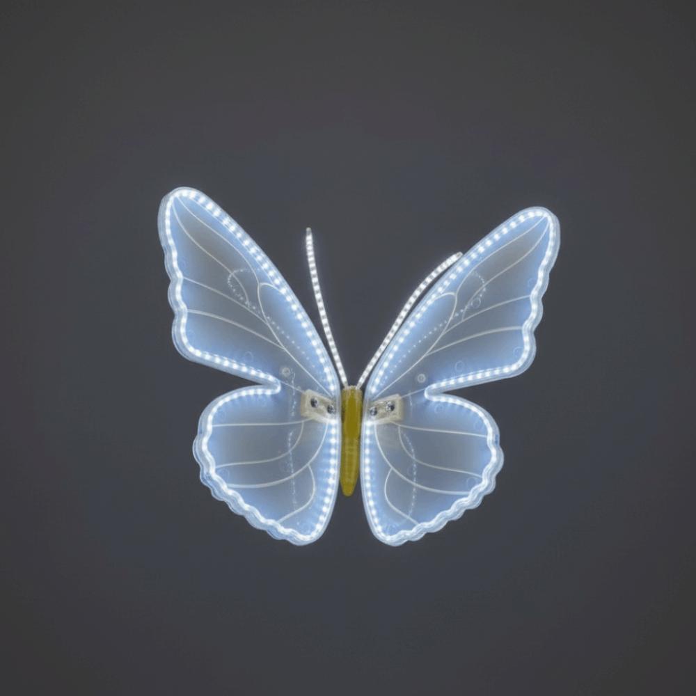 

40/60 см Светодиодная трепещущая бабочка Водонепроницаемая светодиодная имитация бабочки Декор Рождественский/Свадебный декор 60CM-Static белый