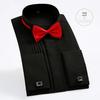 Swallowtail White Men's Stand Collar Long Sleeve Performance Dress Shirt