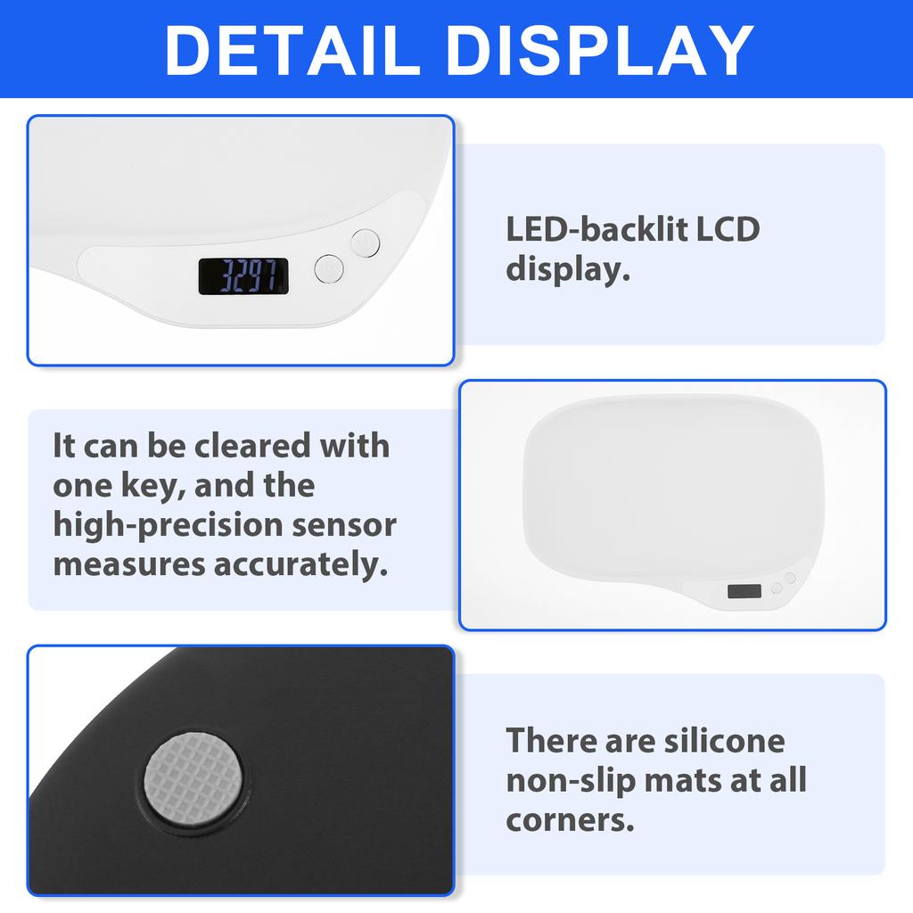 Small Digital Pet Scale High Precision Mini Electronic Pet Weight Scale with LED Display Multi-role Kitchen Food Weighing Scale