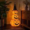 Stackable Glowing Pumpkin Lights Halloween Decorations with Witch Hat, Foldable String Lights for Indoor Outdoor Yard Fall Display
