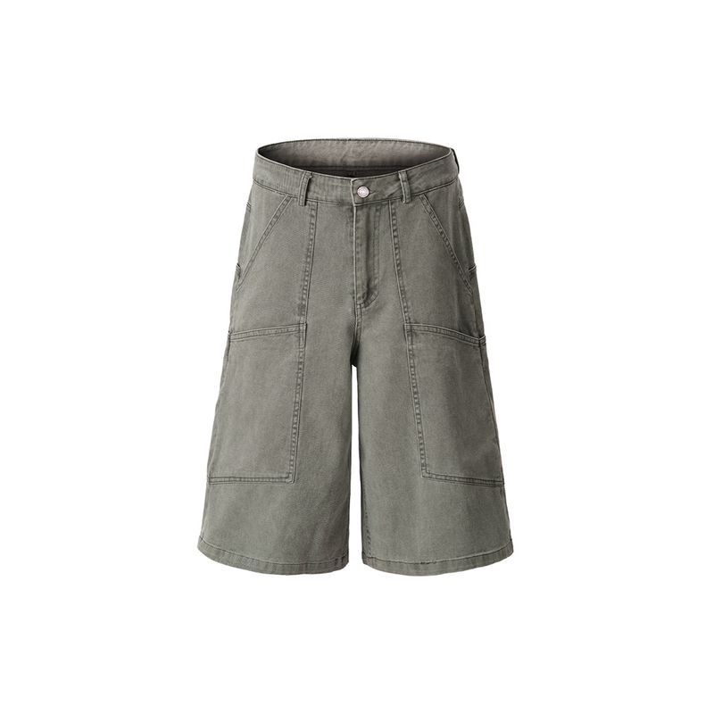 Men's American Retro Washed Deconstructed Workwear Cropped Pants Unisex 2025 New Loose Fit Casual Mid-Length Pants Trendy