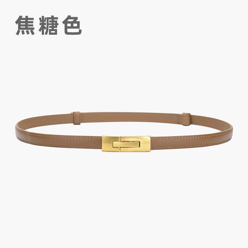 Kvinners skinn tynt belte All-Match Justerbart et par spenner Belte kvinnelig pynt kjole belte