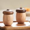 Walnut Solid Wood Toothpick Container Household Creative Cute Cartoon Acorn Toothpick Jar Portable Simple Toothpick Storage Box