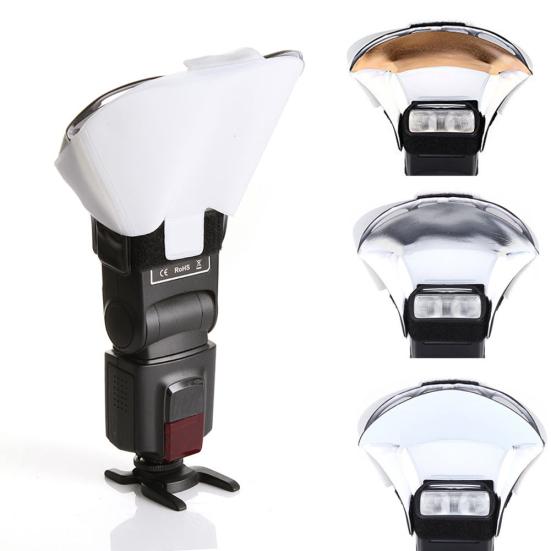 Universal Speedlight Flash Diffuser with 3 Light Bounce Colors Reflector Cards