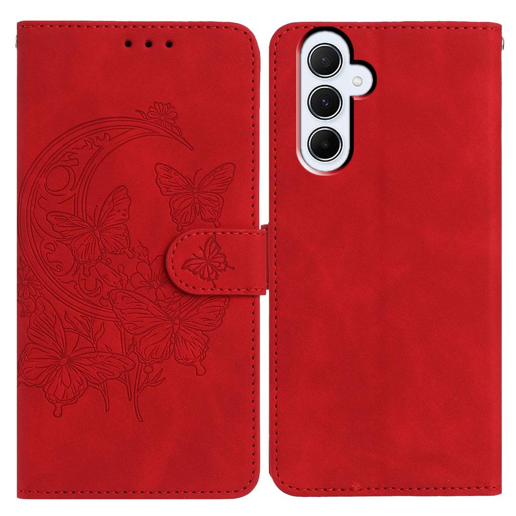 For Samsung Galaxy A55 5G Case Butterfly Flower Imprinted PU Leather Wallet Stand Phone Cover