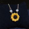 Charm Jewelry Princess Pearls Flower Pendant Chain Sunflower Necklace Gold Plated