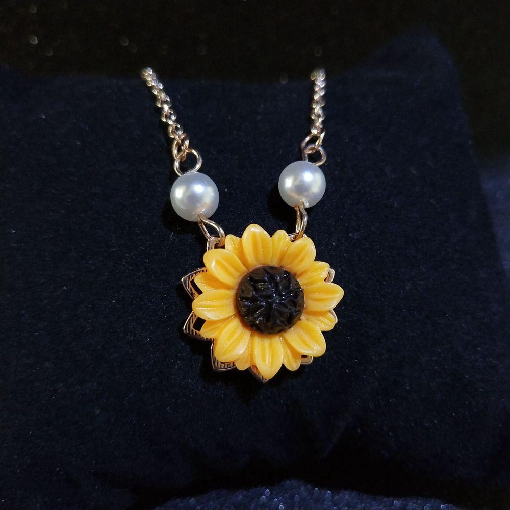Charm Jewelry Princess Pearls Flower Pendant Chain Sunflower Necklace Gold Plated