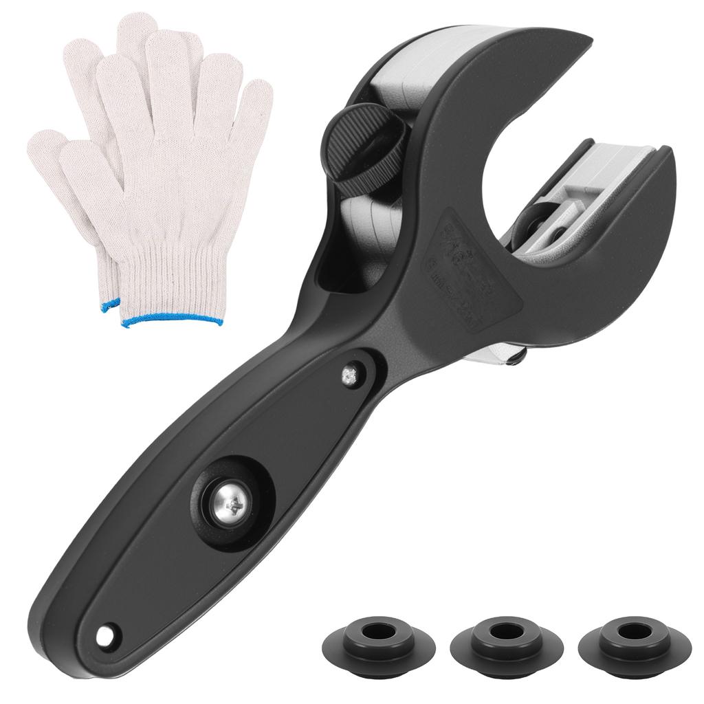 Ratcheting Tube Cutter Aluminum Alloy Ratchet Pipe Cutter with 3 Replacement Blades Copper Pipe Cutter Kit for Car and Pipeline