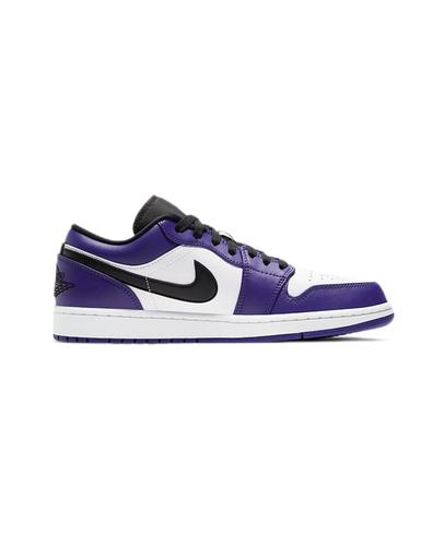 Air Jordan 1 Low Schwarz/Court Purple/Weiß Herren Retro-Sneaker 553558-500