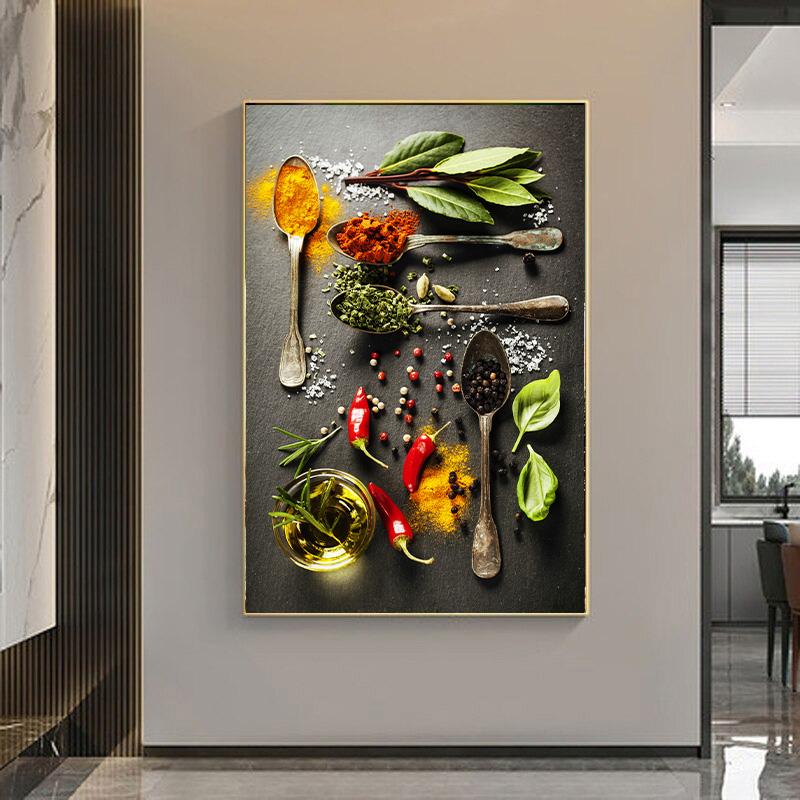 Kitchen Wall Art Herbs Spices Cooking Canvas Painting Nordic Home Decor Restaurant Posters And Prints Dining Room Mural Unframed