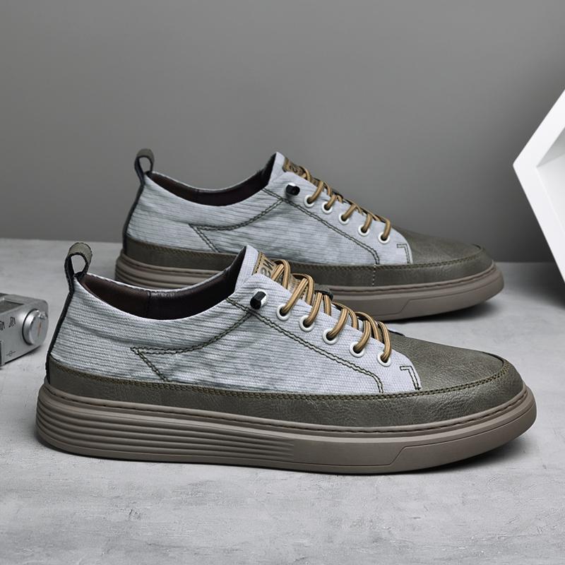 Youth Teenage Sneakers Genuine Leather Mens Shoes Sports Platform Men's Vulcanize Shoes Leisure Walk Male Skateboard Footwear