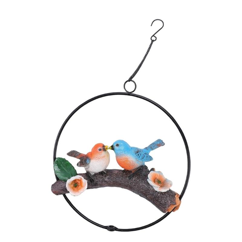 

Hanging Parrots Statue Sculpture Perching on Branch Patio Garden Lawn Decors Nature Lover Tropicals Bird Collectors