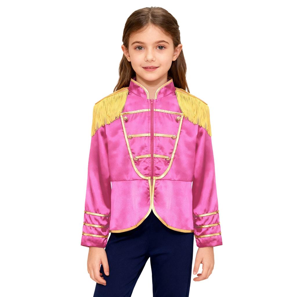 Giacca Costume Unisex per Bambini Band Rock Manica Lunga Frange Nappe Spalline Chiusura con Zip Design Diviso Cappotto