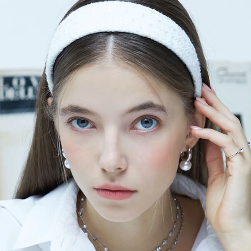 

VVV Проверьте Твидовый ободок с блестками_Белый WHITE