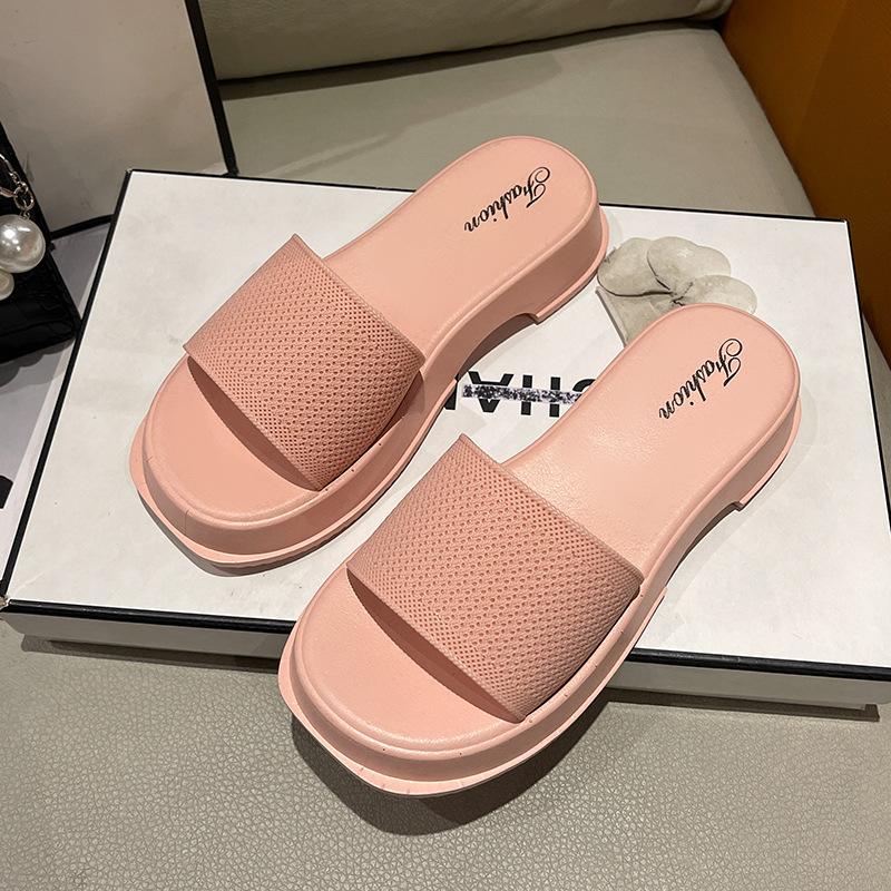 Fashion Roman Soft Bottom Slippers Women's 2024 Summer New Mesh Breathable Casual Versatile Outdoor Thick Base Elevation Shoes