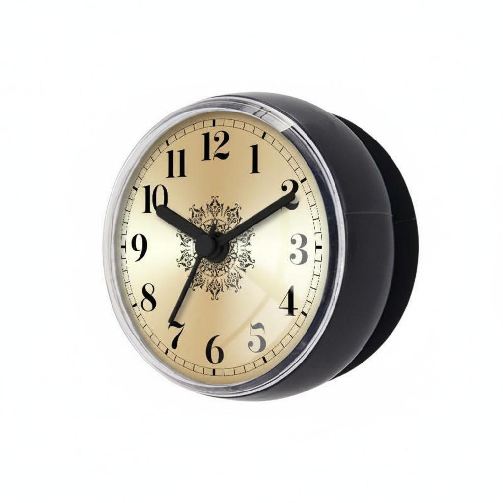 Bathroom Waterproof Suction Clock Silent Non Ticking Retro Roman Numeral Wall