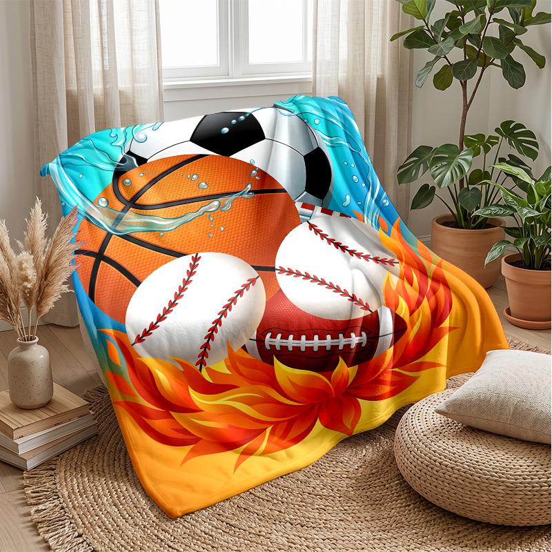 Sports In Flames and Water 3 Theme Blanket Lightweight Warm Flannel Blanket Decorative Throw Blanket for Home Decoration