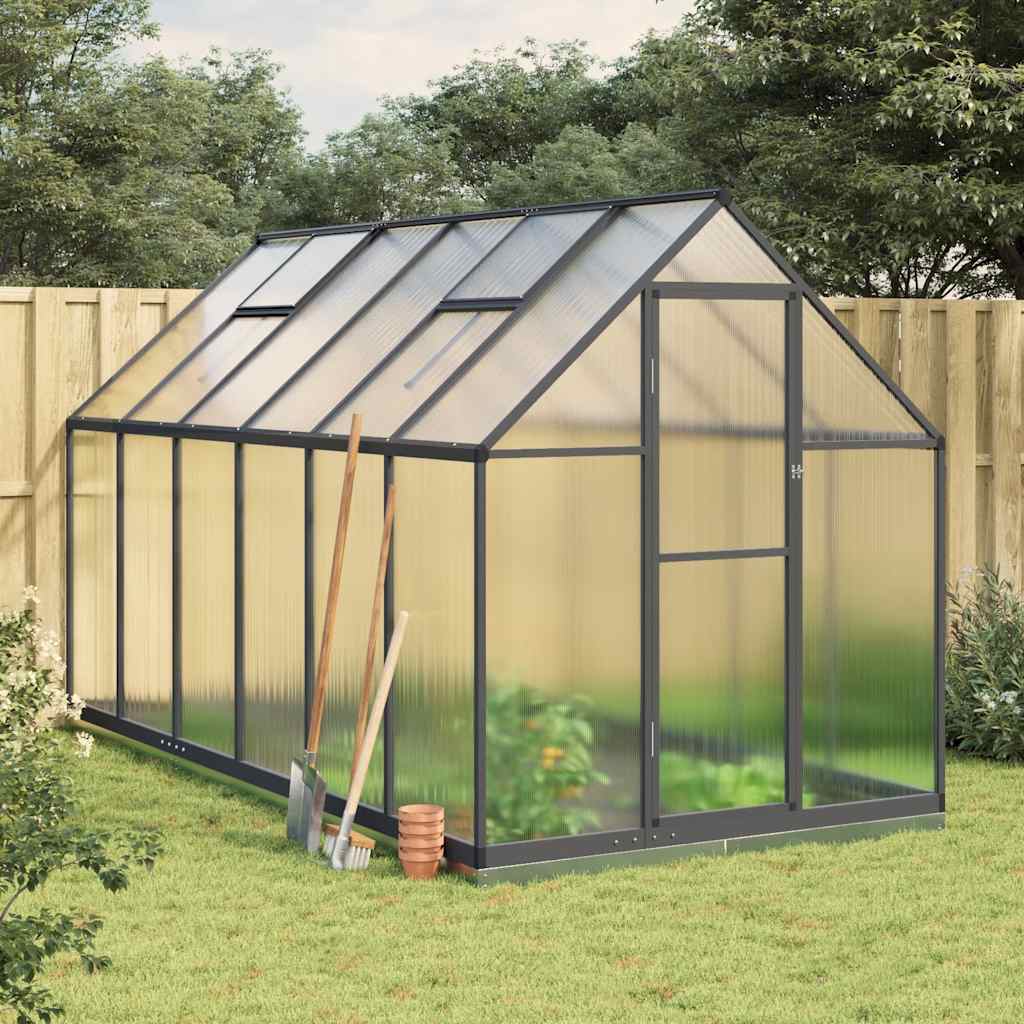 Vidaxl Greenhouse With Base Frame, Anthracite, 334X169X202 Cm, Aluminium