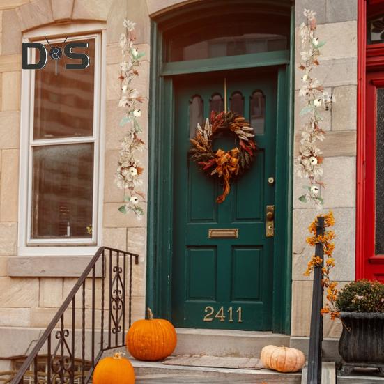 Autumn White Maple Vine Easy Care Harvest Decor Unique Design Rattan for Thanksgiving Halloween Accessories