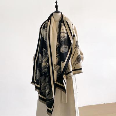 Luxury Design Winter Two-Sided Cashmere Jacquard Scarves High Quality Women Thicken Wrap Shawl Ladies Pashmina Scarf