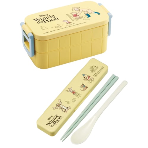 Skater Bento Box Disney Winnie the Pooh Cafe 600ml Antibacterial 2 Tiers for Women Made in Japan YZW3AG-A