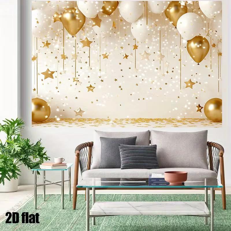 

2D Elegant Starlight & Balloon Backdrop, 2D Flat Printing Banner for Kids Party & Photoshoot 47.2x31.5inch/120*80cm