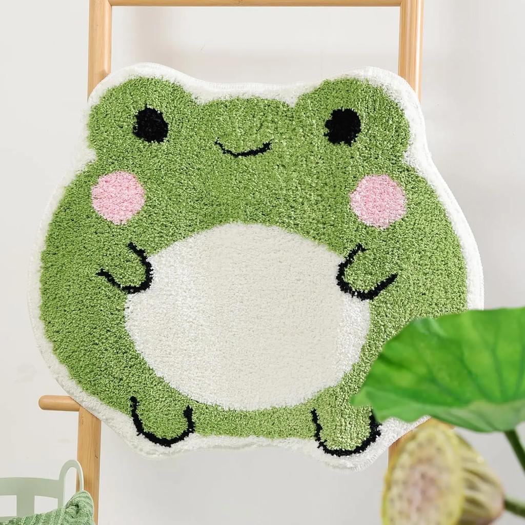 Cute Bath Mat Non Slip Frog Bath Rug for Bathroom,Luxury Absorbent Mats,Machine Washable Shaggy Soft Rugs Bathroom Decor