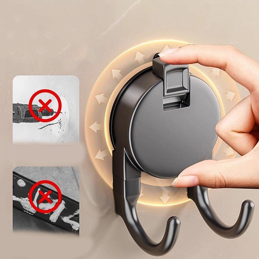 2Pcs Non-Marking Suction Cup Hooks Plastic Kitchen Storage Hooks Paper Towel Double Hooks  for Home