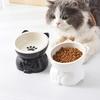 Cat Bowl Ceramic Black Elevated Feeding Bowl For Cats Protect Neck Tall Pet Bowl For Home Table And Cute Gift For Cat Lovers