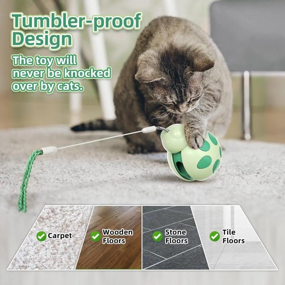 Interactive Cat Toy for Indoor Cats Tumbler Treat Dispenser Teaser Wand/Slider for Anxiety/Boredom Relief Kitten Weight Loss
