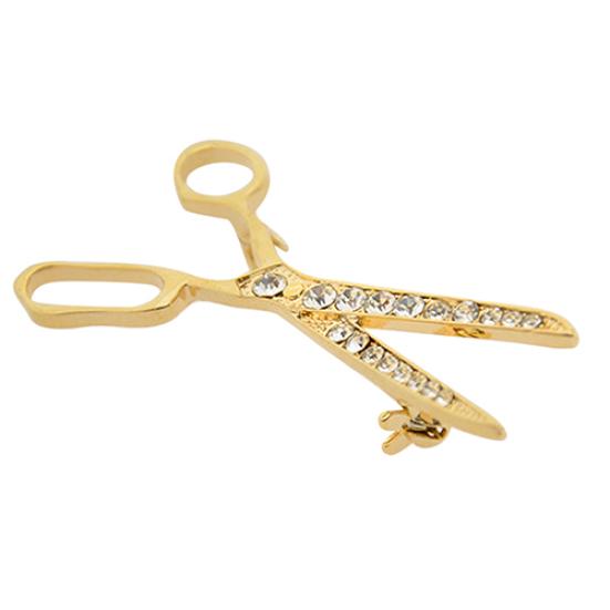 Lovely Handmade Rhinestone Scissor Gold-Plated Brooch Pin Jewelry Best Xmas Gift