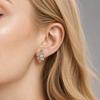 Flower Stud Earrings for Women, Zircon with Colored Border, Everyday Jewelry