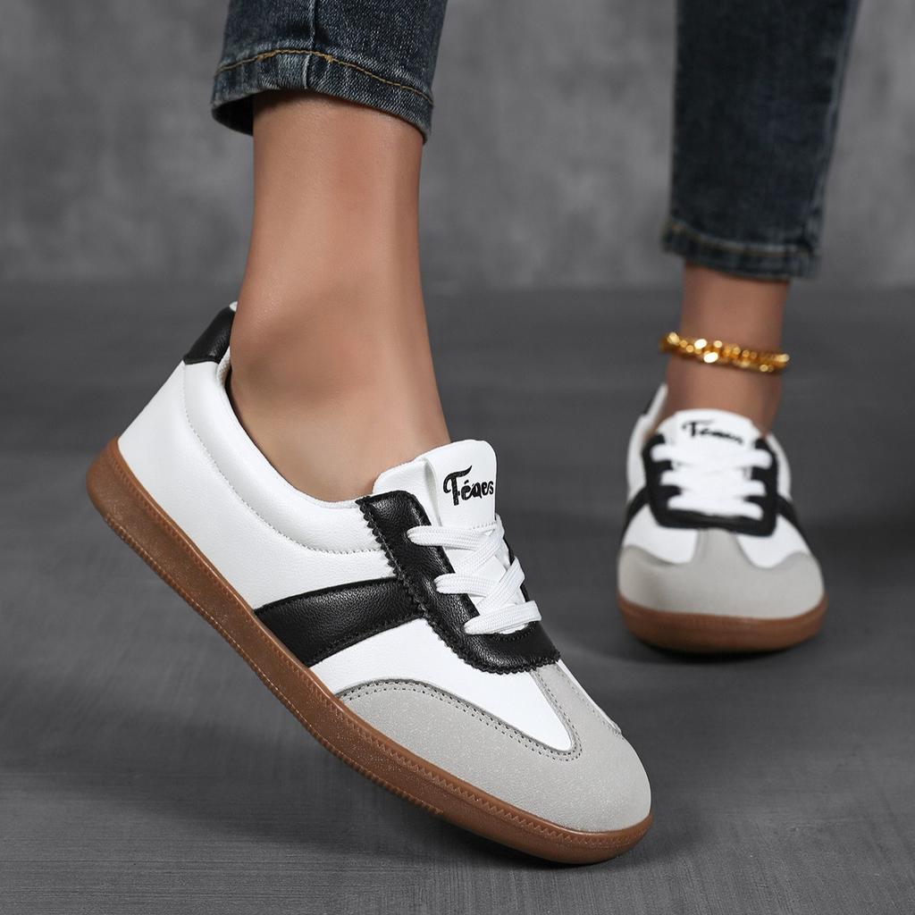 Women's Retro Casual Sneakers PU Leather Non-slip Sports Shoes Soft Sole Non-slip Footwear for Walking Traveling