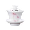 Ceramic Ink Wash Hovering Gaiwan Tea Set - White Porcelain Kung Fu Tea Ceremony Utensils.