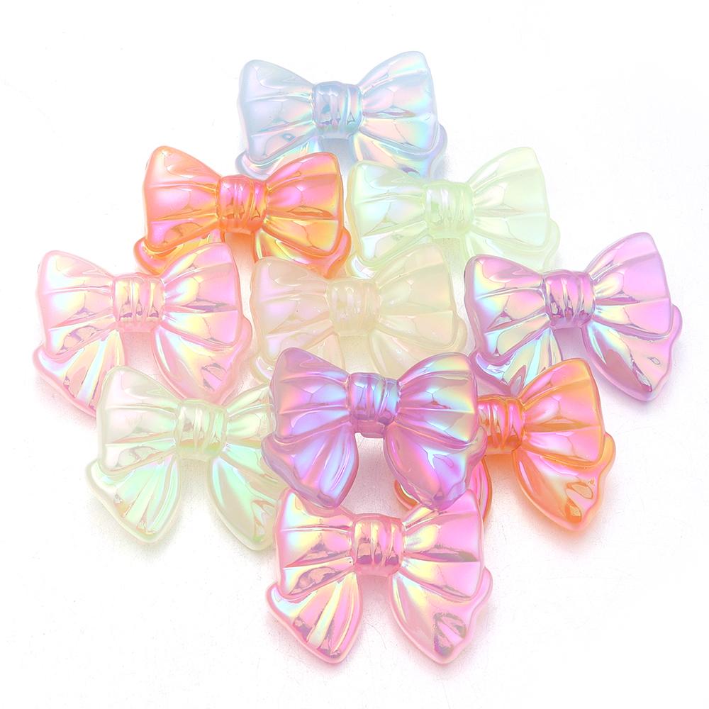 

10pcs Bowknot Acrylic Beads 37x29mm Sweet Jelly Color Bows Loose Beads For Jewelry Making DIY Necklace Headwear Phone Key Chain