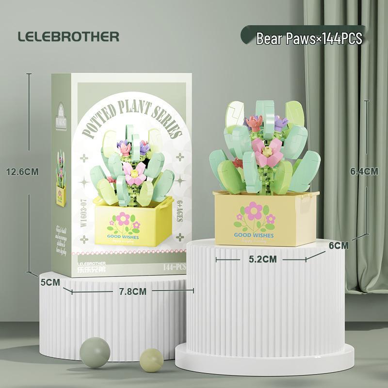 Preserved Flower Bonsai & Rose Succulent Building Blocks - Compatible with LEGO
